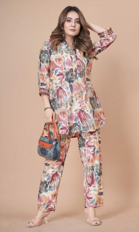 Tunic Length Multi Color Print Co-Ord Set
